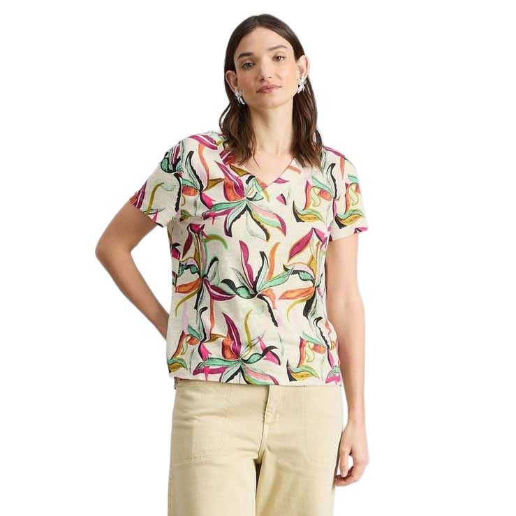 White Stuff Susie V Neck Linen Tee